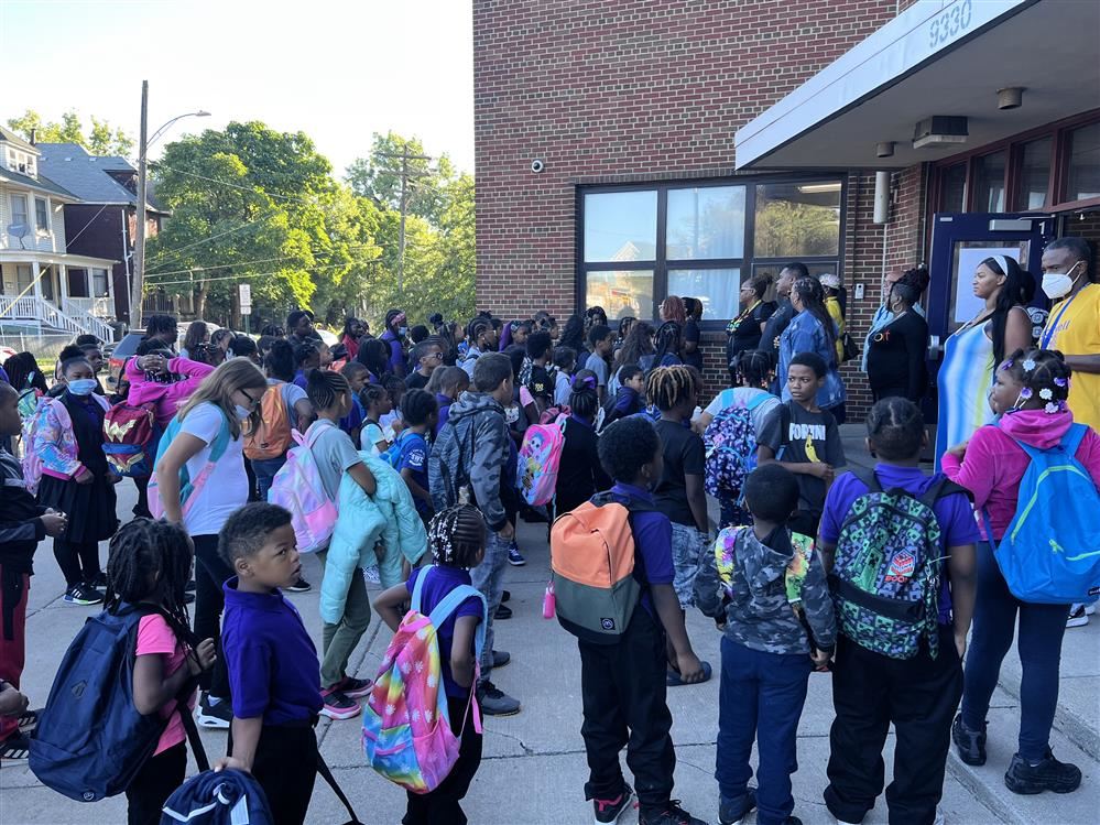  Students standing outside Blackwell School